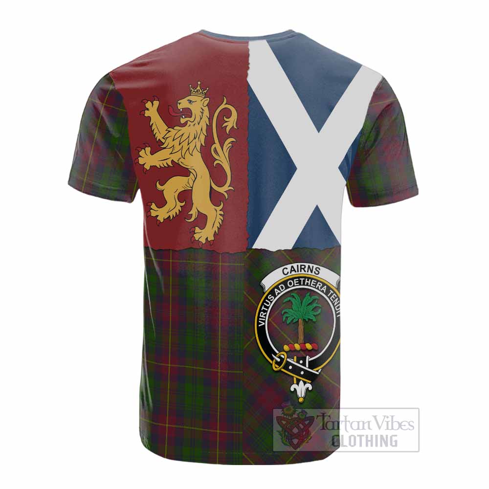 Cairns Crest Tartan Cotton T-shirt with Lion Rampant Saltire Style - Tartan Vibes Clothing