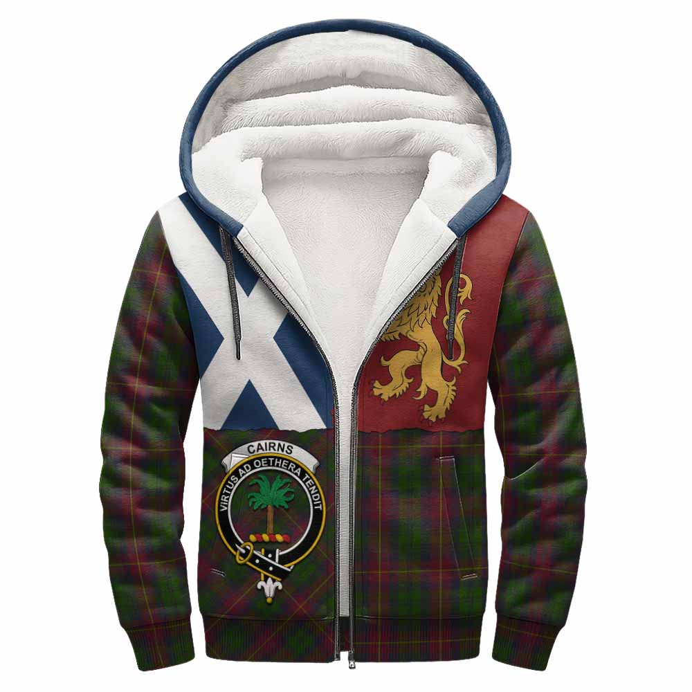 Cairns Crest Tartan Sherpa Hoodie with Lion Rampant Saltire Style
