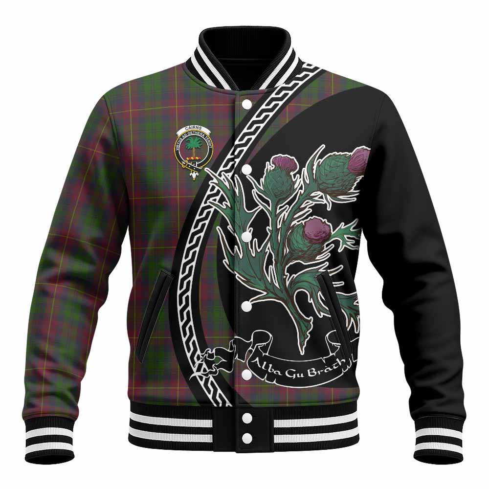 Cairns Family Crest Tartan Baseball Jacket Alba Thistle Inspired - Tartan Vibes Clothing