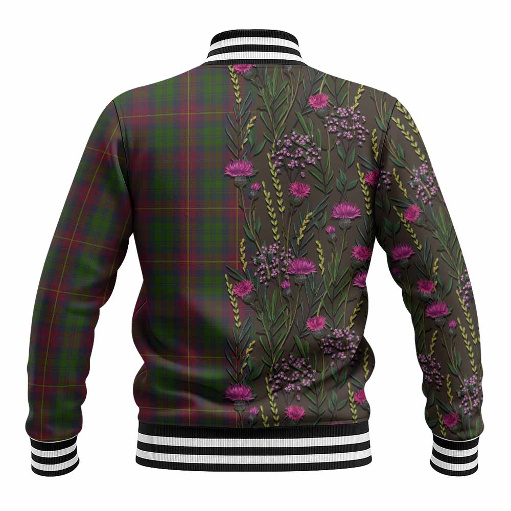 Cairns Family Crest Tartan Baseball Jacket Scottish Thistle Flower Pattern Half Style - Tartan Vibes Clothing