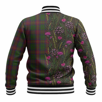 Cairns Family Crest Tartan Baseball Jacket Scottish Thistle Flower Pattern Half Style - Tartan Vibes Clothing