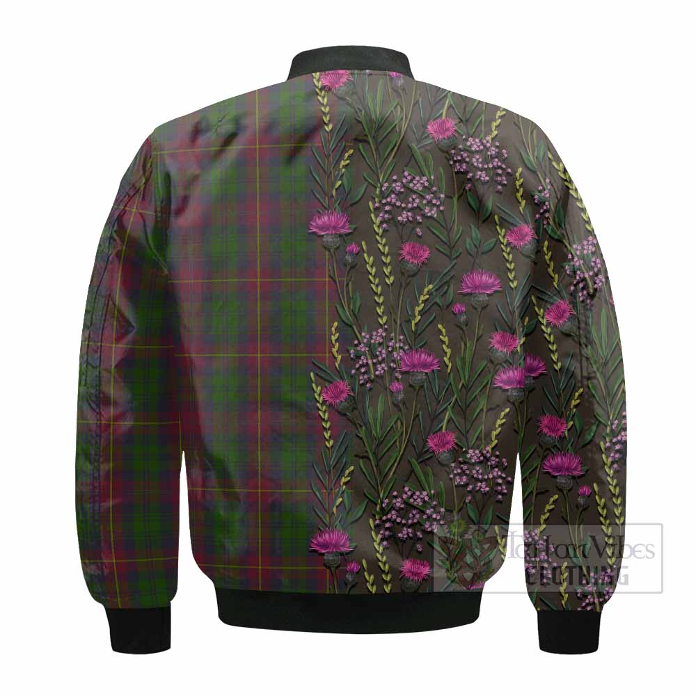 Cairns Family Crest Tartan Bomber Jacket Scottish Thistle Flower Pattern Half Style - Tartan Vibes Clothing