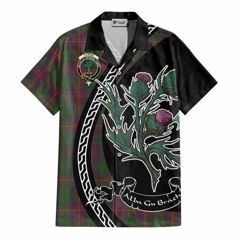 Cairns Family Crest Tartan Cotton Hawaiian Shirt Alba Thistle Inspired - Tartan Vibes Clothing