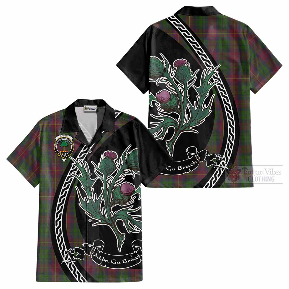 Cairns Family Crest Tartan Cotton Hawaiian Shirt Alba Thistle Inspired - Tartan Vibes Clothing