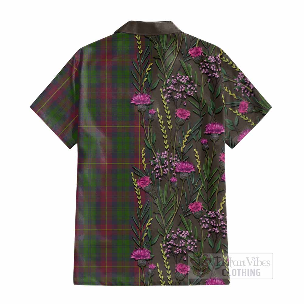 Cairns Family Crest Tartan Cotton Hawaiian Shirt Scottish Thistle Flower Pattern Half Style - Tartan Vibes Clothing