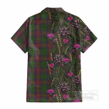 Cairns Family Crest Tartan Cotton Hawaiian Shirt Scottish Thistle Flower Pattern Half Style - Tartan Vibes Clothing