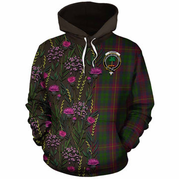 Cairns Family Crest Tartan Cotton Hoodie Scottish Thistle Flower Pattern Half Style - Tartan Vibes Clothing