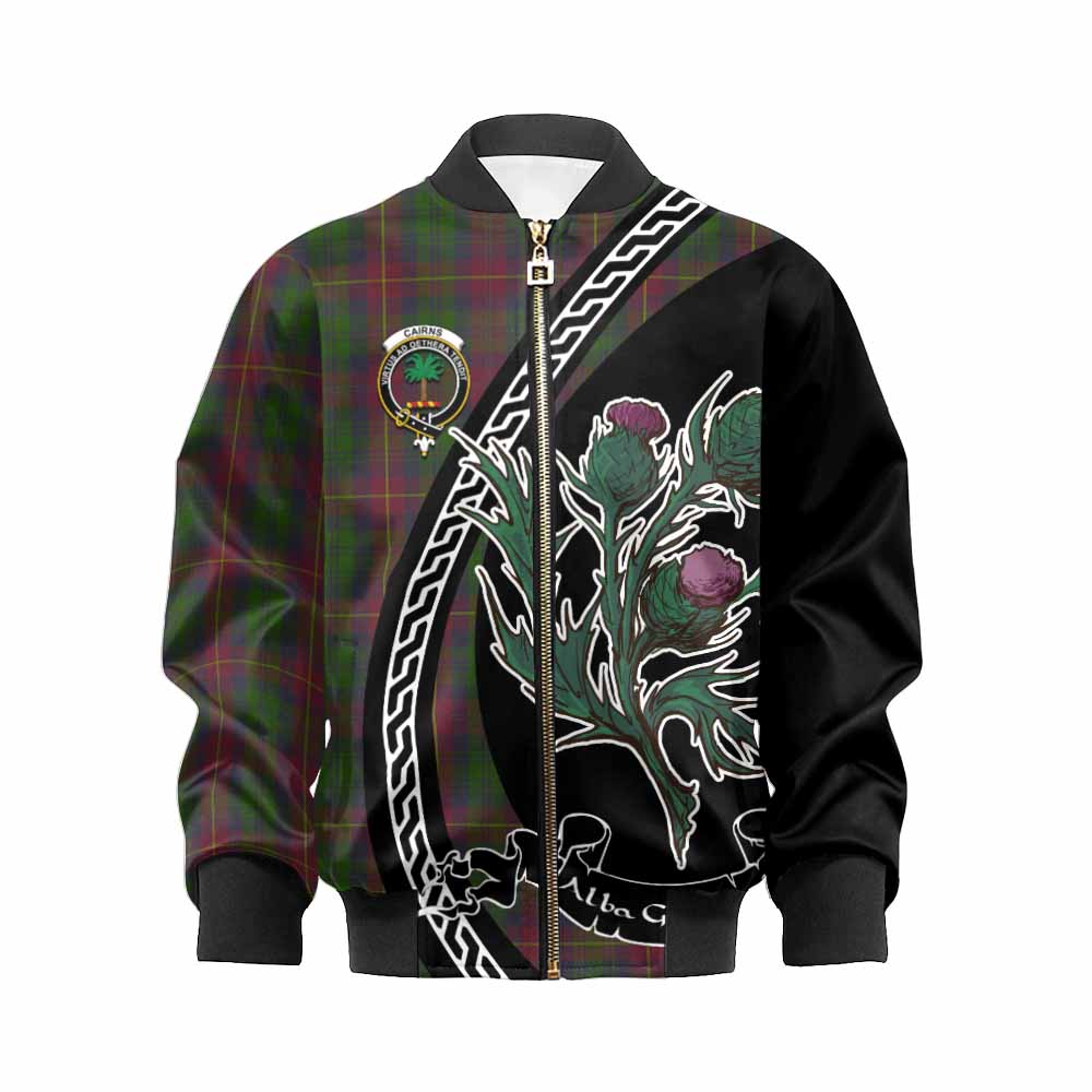 Cairns Family Crest Tartan Kid Bomber Jacket Alba Thistle Inspired - Tartan Vibes Clothing