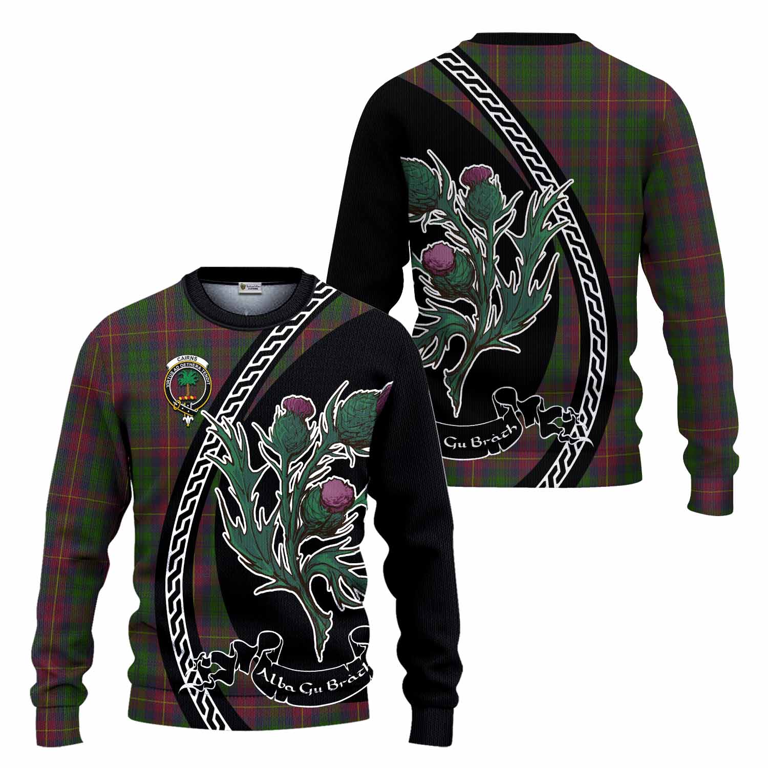 Cairns Family Crest Tartan Knitted Sweater Alba Thistle Inspired - Tartan Vibes Clothing