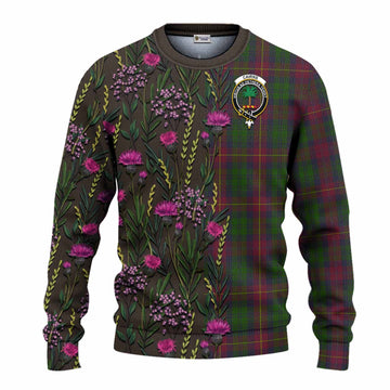 Cairns Family Crest Tartan Knitted Sweater Scottish Thistle Flower Pattern Half Style - Tartan Vibes Clothing
