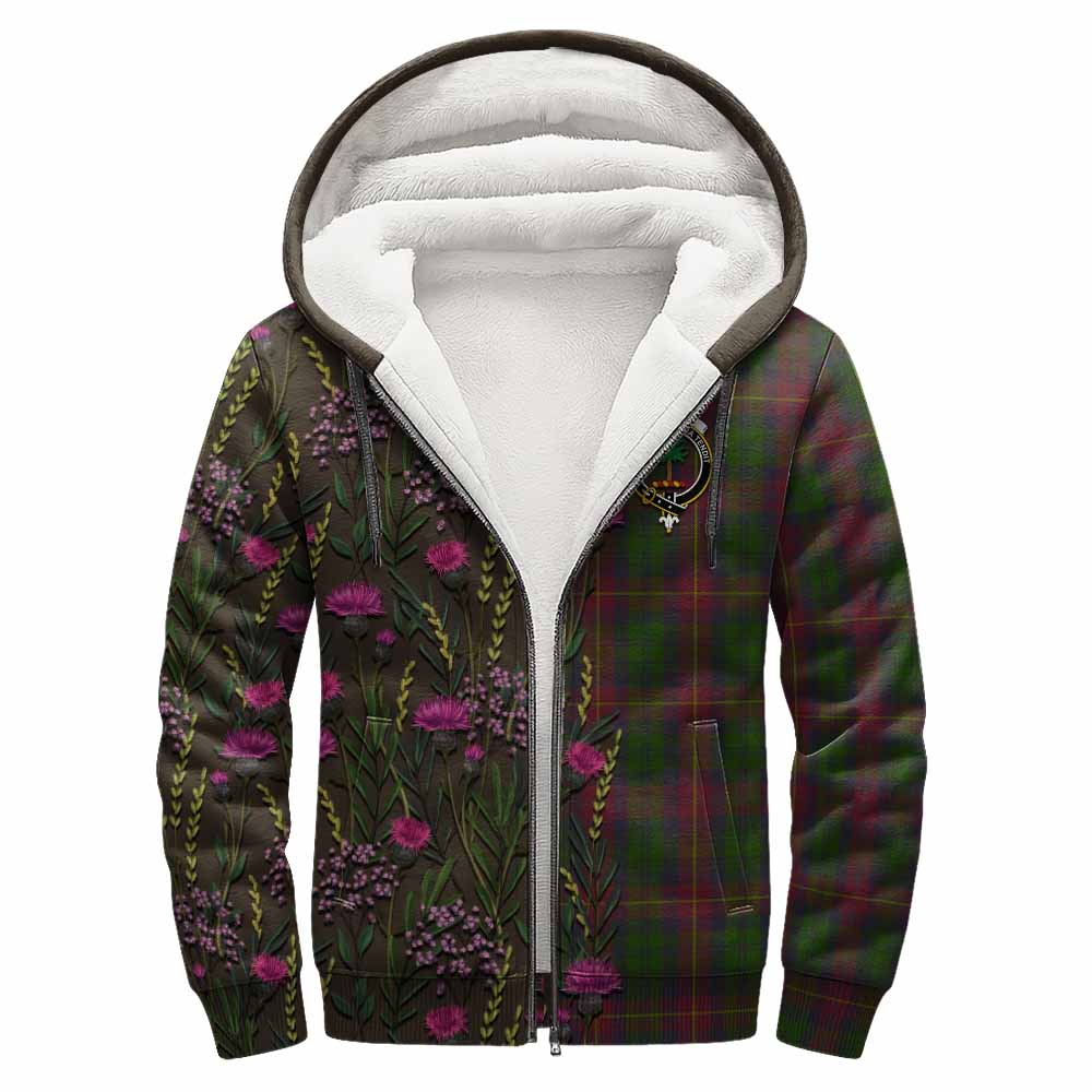 Cairns Family Crest Tartan Sherpa Hoodie Scottish Thistle Flower Pattern Half Style - Tartan Vibes Clothing