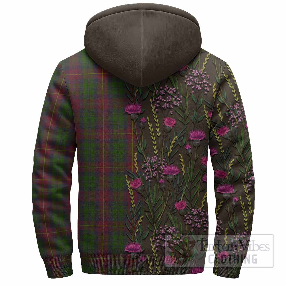 Cairns Family Crest Tartan Sherpa Hoodie Scottish Thistle Flower Pattern Half Style - Tartan Vibes Clothing