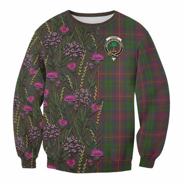 Cairns Family Crest Tartan Sweatshirt Scottish Thistle Flower Pattern Half Style