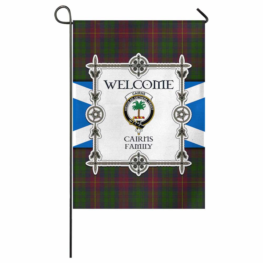 Cairns Family Crest Tartan Welcome Garden Flag Saltire Harmony Style - Tartan Vibes Clothing
