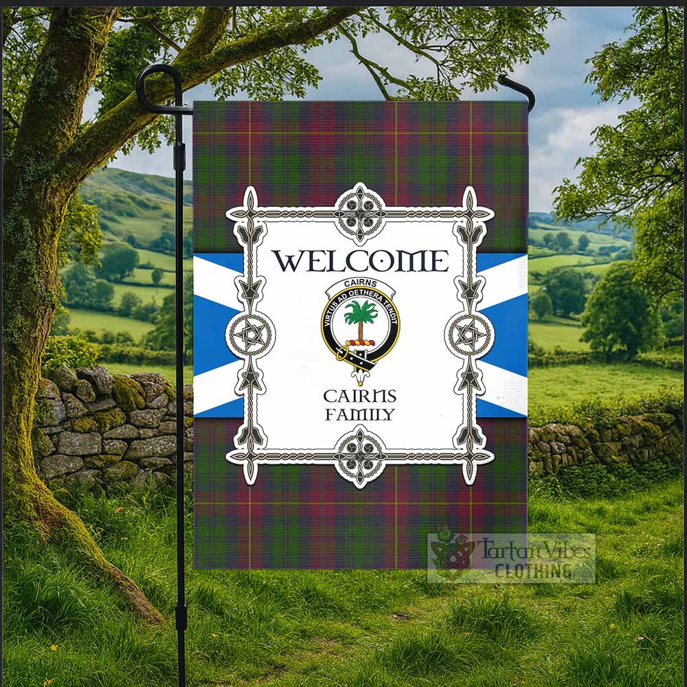 Cairns Family Crest Tartan Welcome Garden Flag Saltire Harmony Style - Tartan Vibes Clothing