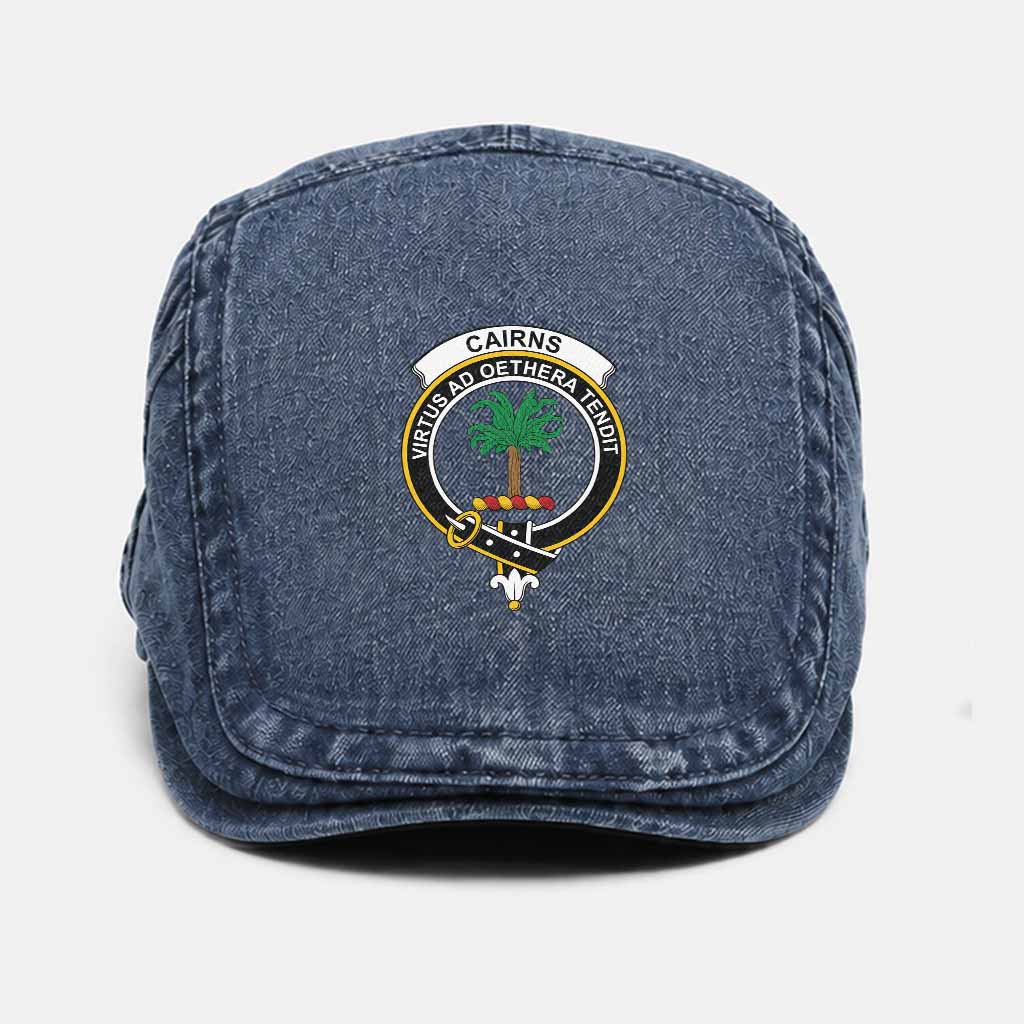 Cairns Scottish Clan Crest Washed Flat Cap - Unisex Jeff Cap One Size (Adjustable) Dark Blue - Tartan Vibes Clothing