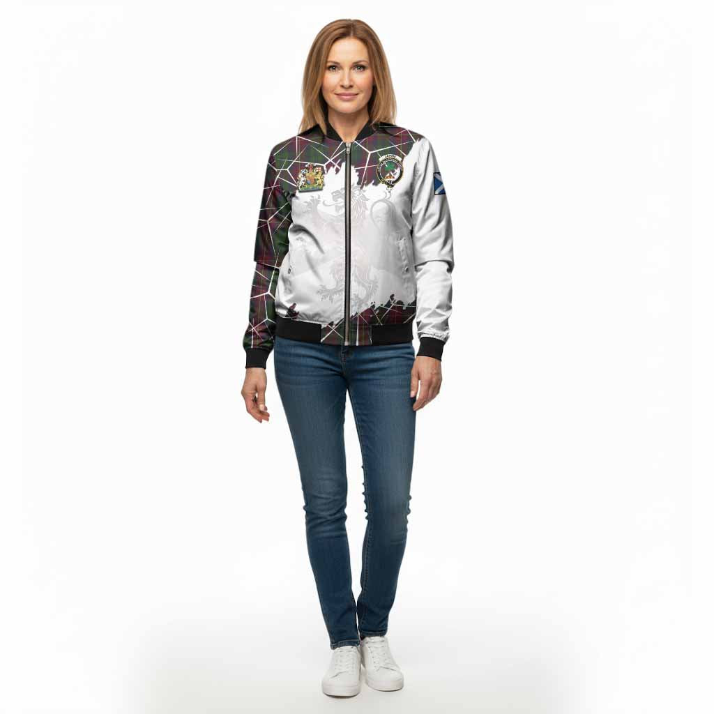 Cairns Tartan Bomber Jacket with Family Crest and Lion Rampant Grunge Style