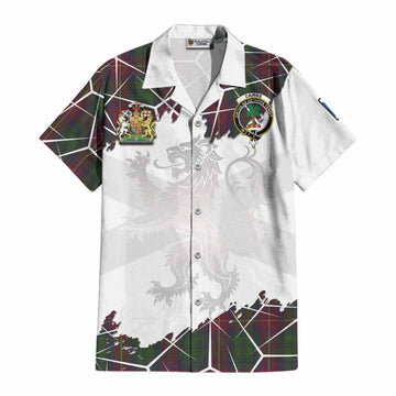 Cairns Tartan Cotton Hawaiian Shirt with Family Crest and Lion Rampant Grunge Style