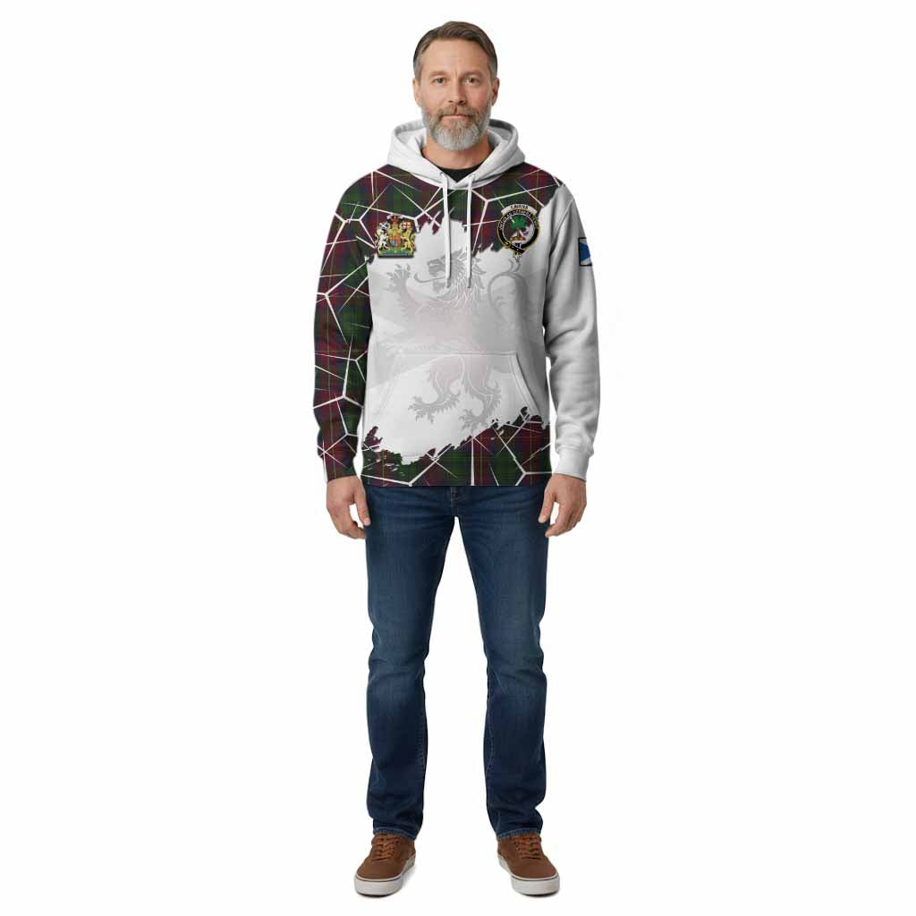 Cairns Tartan Cotton Hoodie with Family Crest and Lion Rampant Grunge Style