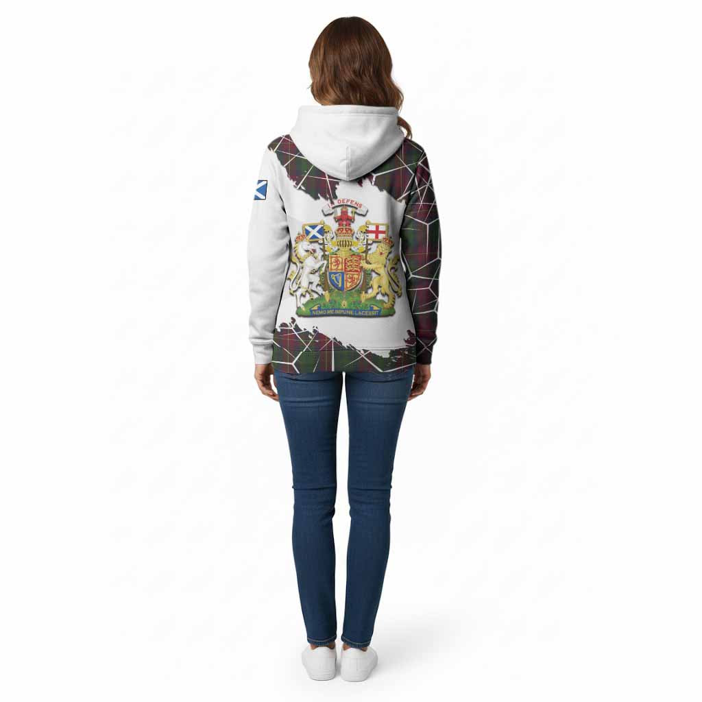 Cairns Tartan Cotton Hoodie with Family Crest and Lion Rampant Grunge Style