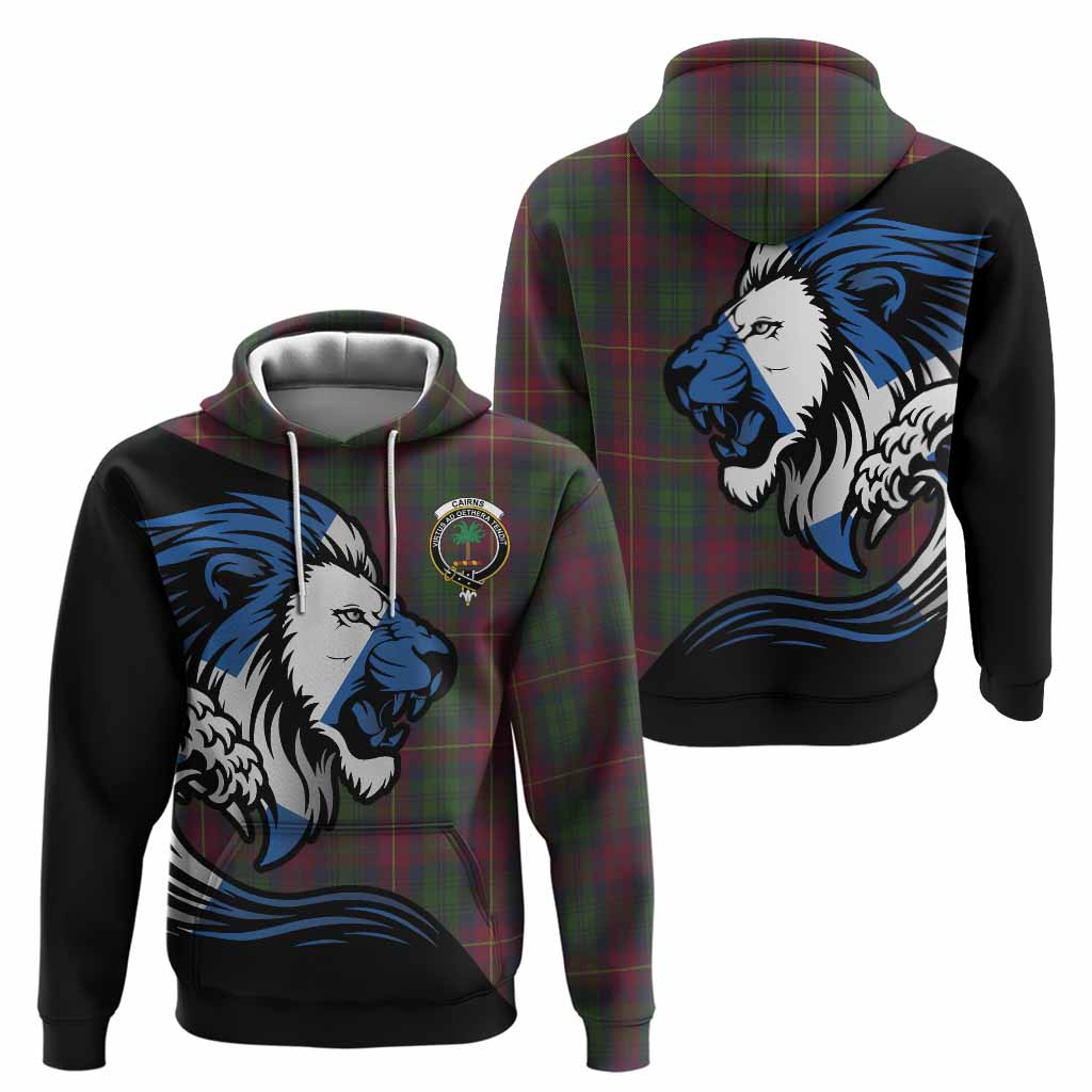 Cairns Tartan Crest Hoodie Scottish Golden Lions Wave Flow