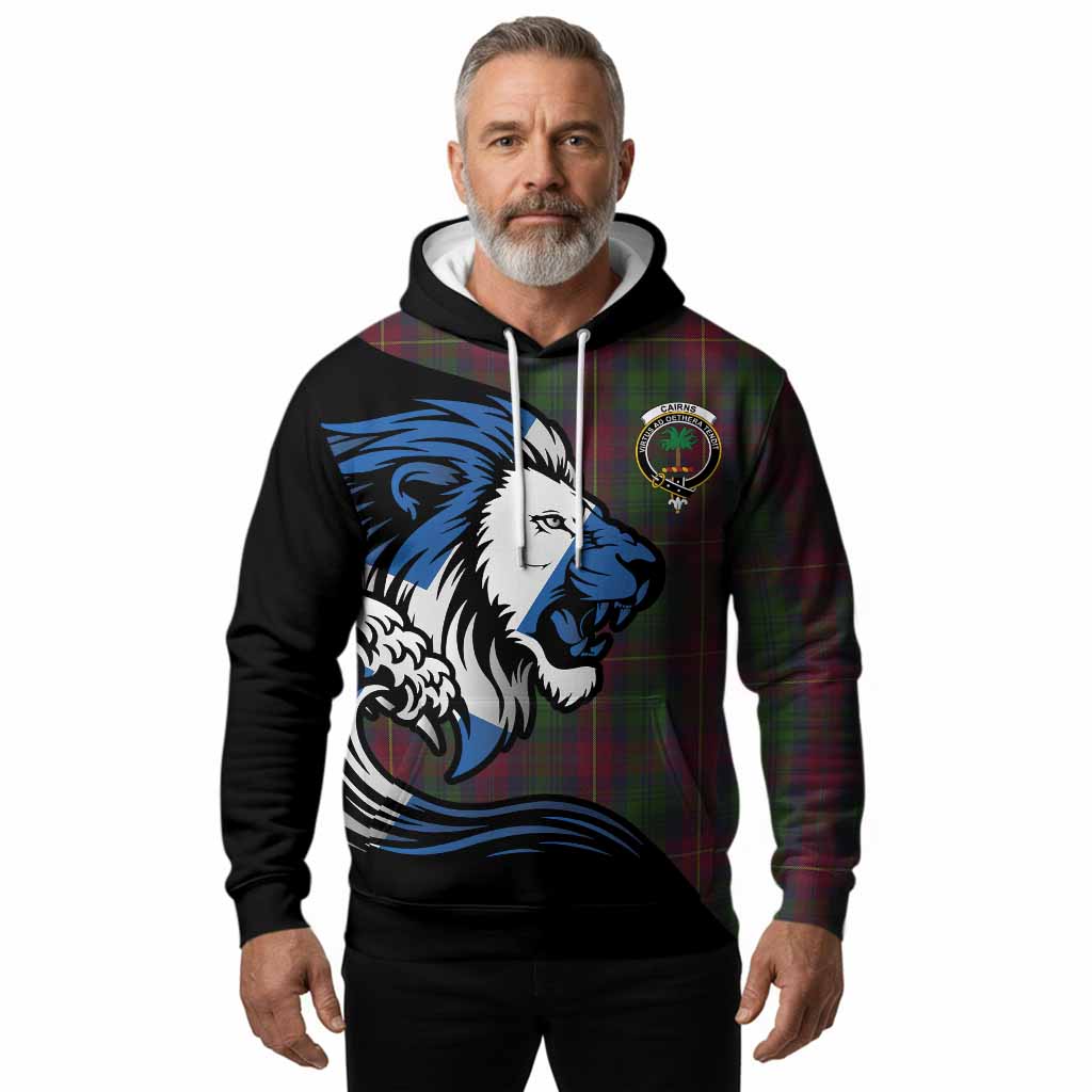 Cairns Tartan Crest Hoodie Scottish Golden Lions Wave Flow