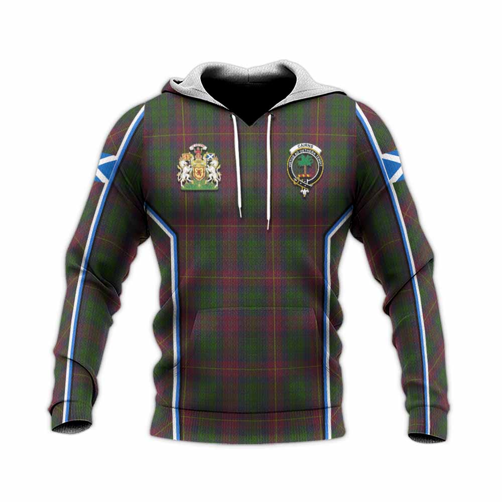 Cairns Tartan Crest Knitted Hoodie Scotland Coat of Arm Flag Style - Tartan Vibes Clothing