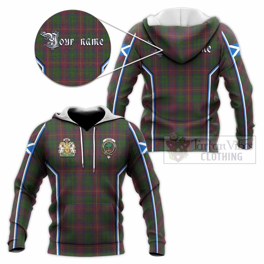 Cairns Tartan Crest Knitted Hoodie Scotland Coat of Arm Flag Style - Tartan Vibes Clothing