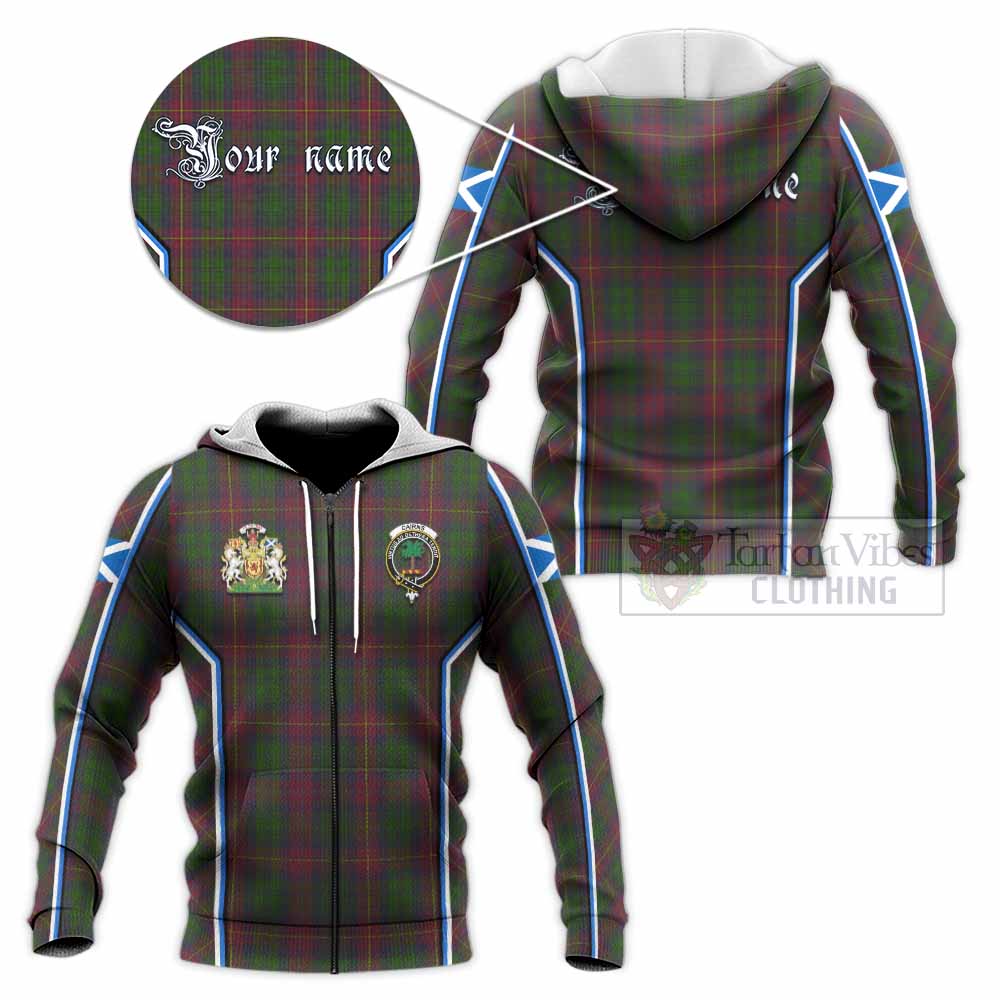 Cairns Tartan Crest Knitted Hoodie Scotland Coat of Arm Flag Style - Tartan Vibes Clothing