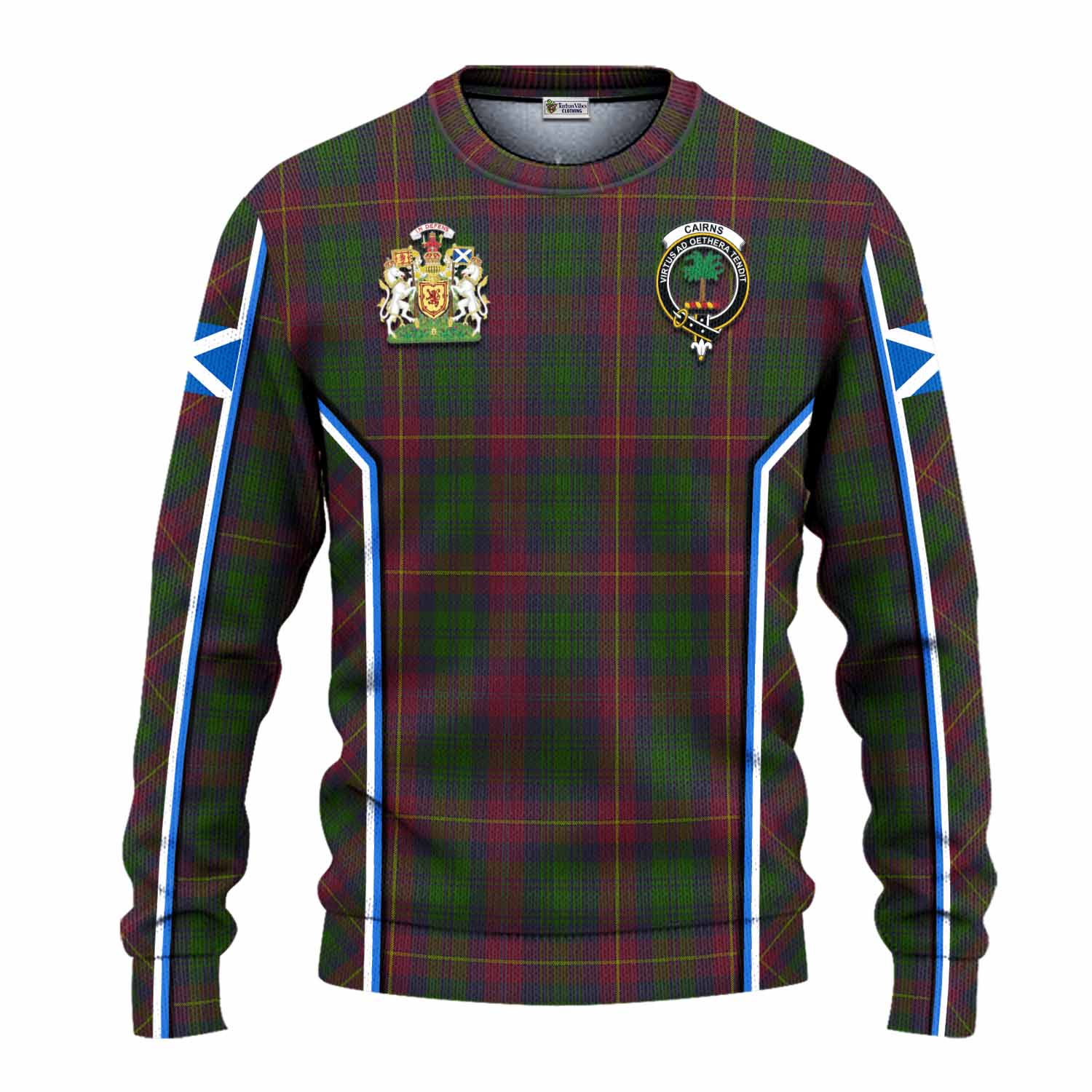 Cairns Tartan Crest Knitted Sweater Scotland Coat of Arm Flag Style - Tartan Vibes Clothing