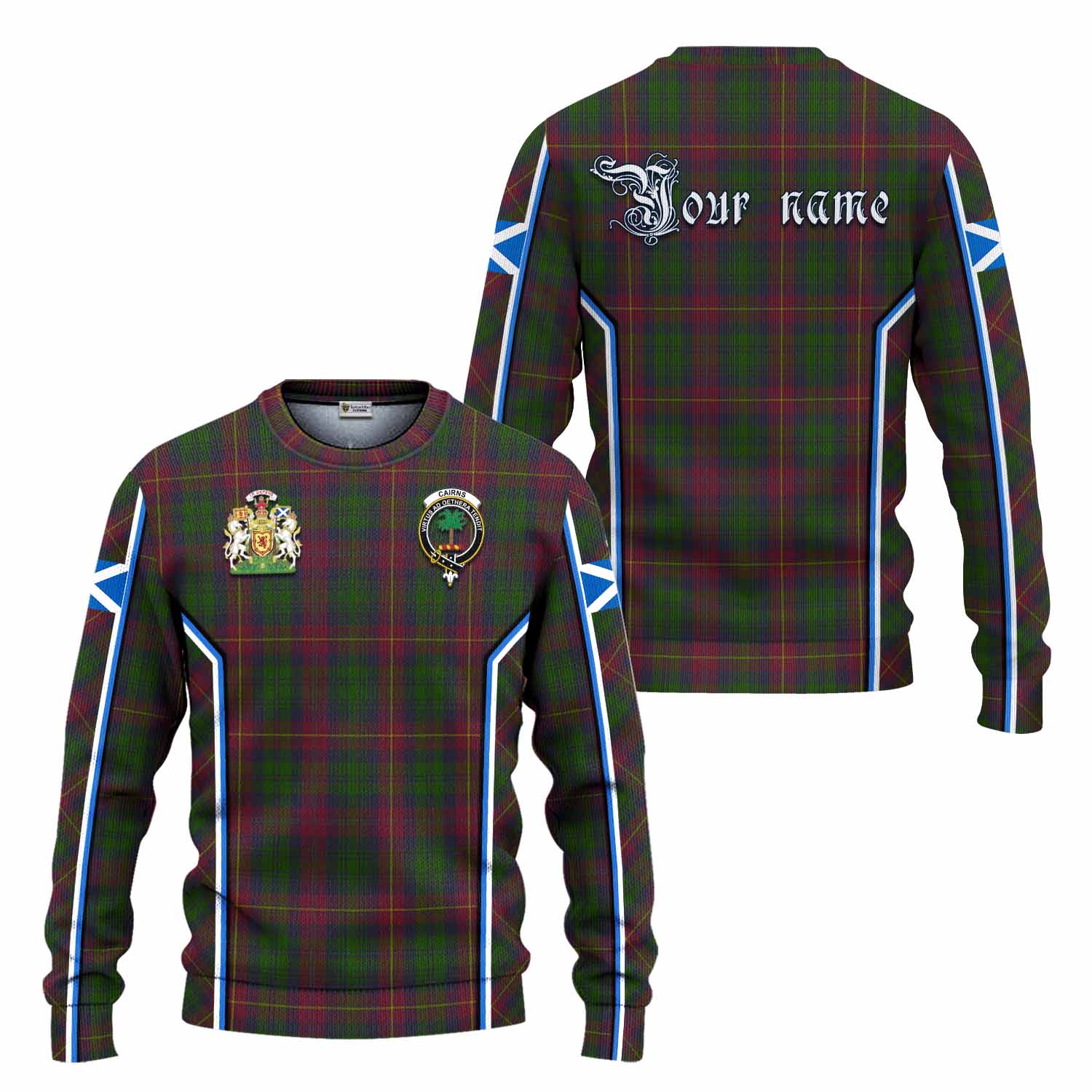 Cairns Tartan Crest Knitted Sweater Scotland Coat of Arm Flag Style - Tartan Vibes Clothing