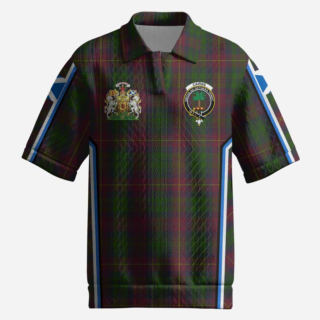 Cairns Tartan Crest Men’s Polo Sweater Top Scotland Coat of Arm Flag Style
