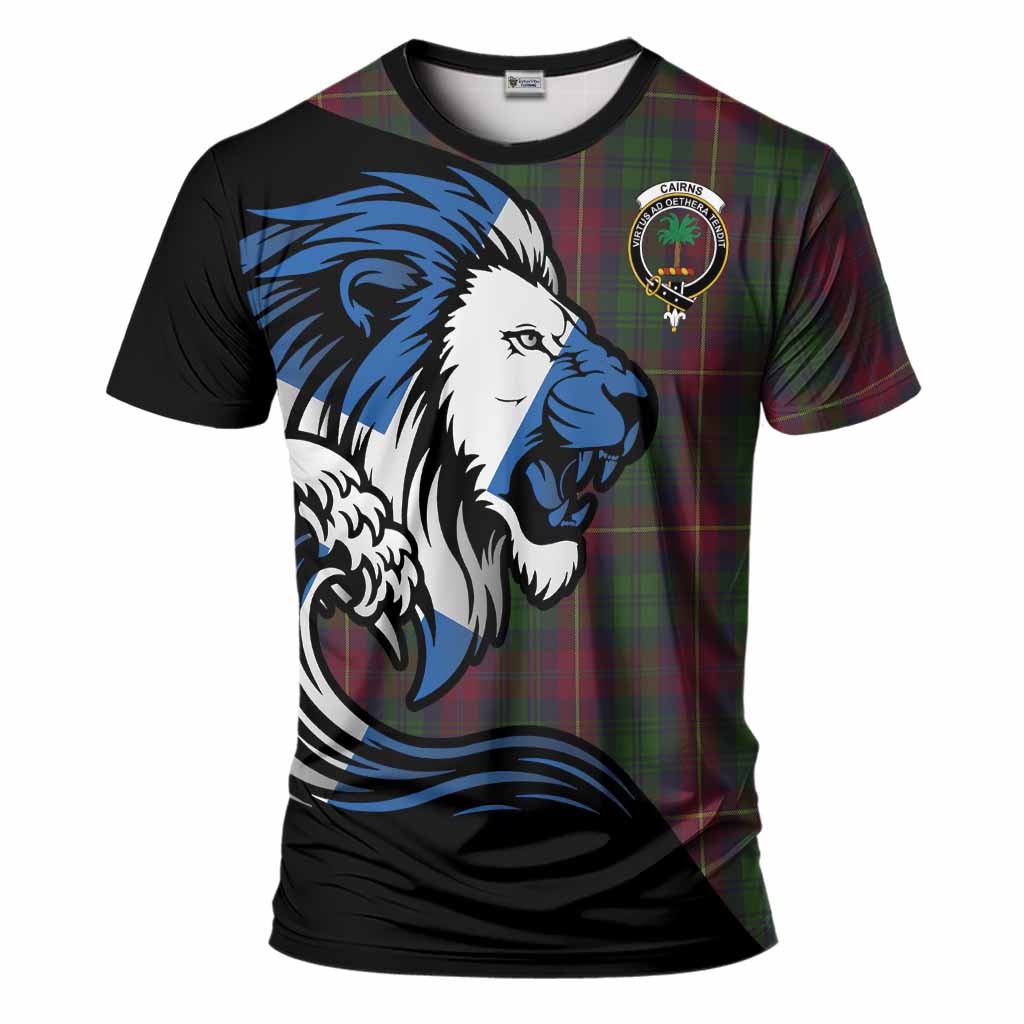 Cairns Tartan Crest T-Shirt Scottish Golden Lions Wave Flow