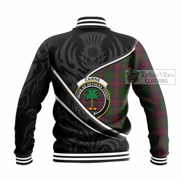 Cairns Tartan Family Crest Baseball Jacket Celtic Scottish Thistle Floral - Tartan Vibes Clothing