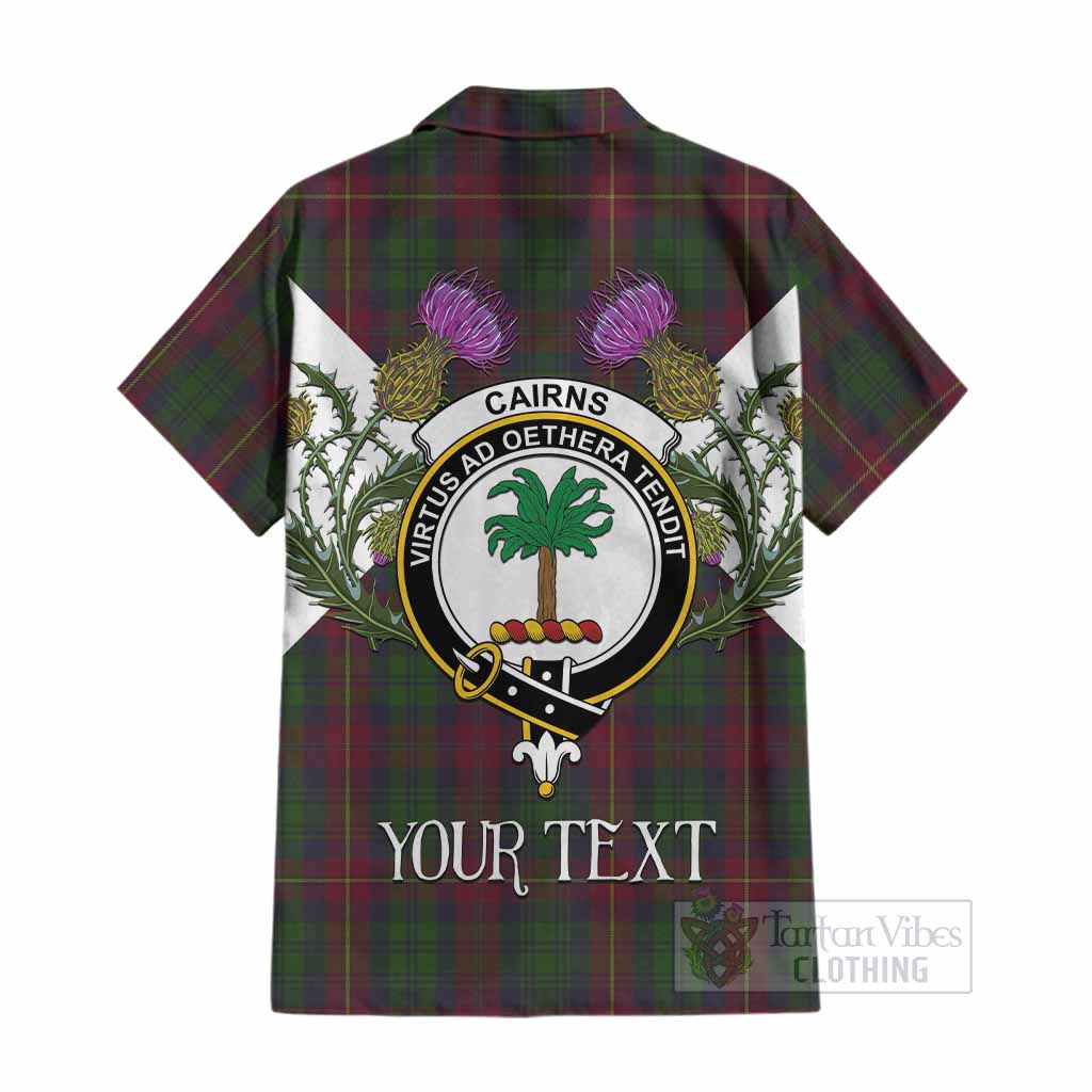 Cairns Tartan Family Crest Cotton Hawaiian Shirt Scottish Burns Night Thistle Floral