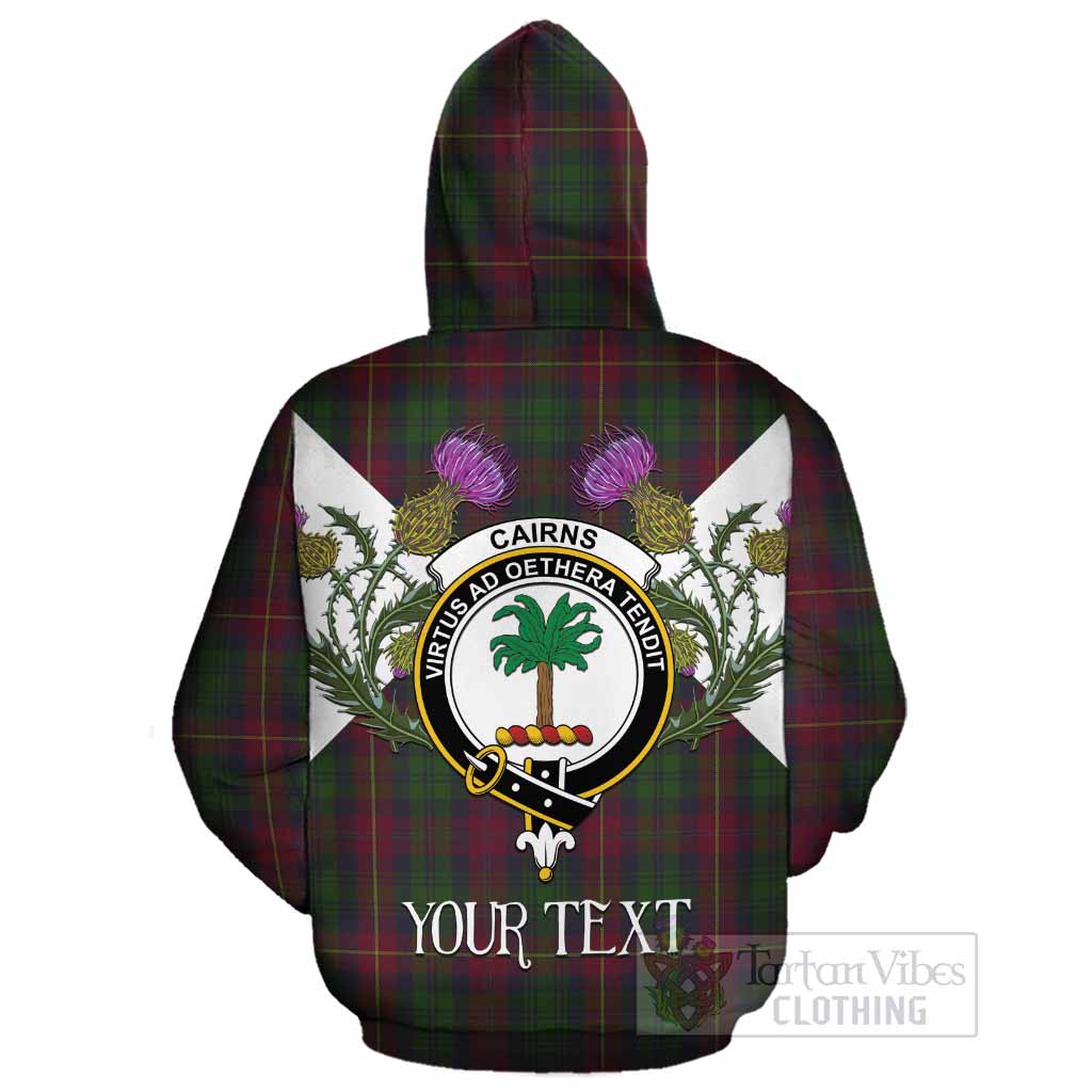 Cairns Tartan Family Crest Cotton Hoodie Scottish Burns Night Thistle Floral