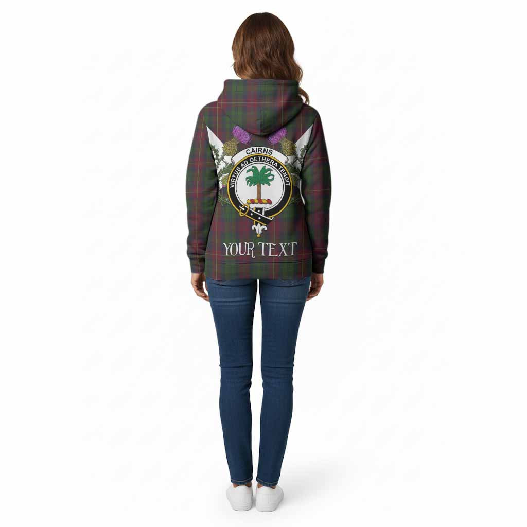 Cairns Tartan Family Crest Cotton Hoodie Scottish Burns Night Thistle Floral