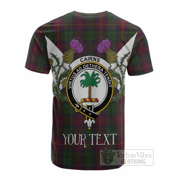 Cairns Tartan Family Crest Cotton T-shirt Scottish Burns Night Thistle Floral