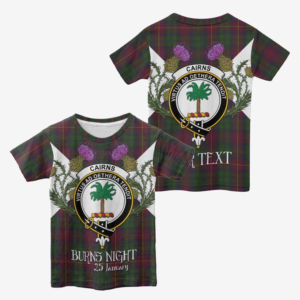Cairns Tartan Family Crest Kid T-shirt Scottish Burns Night Thistle Floral