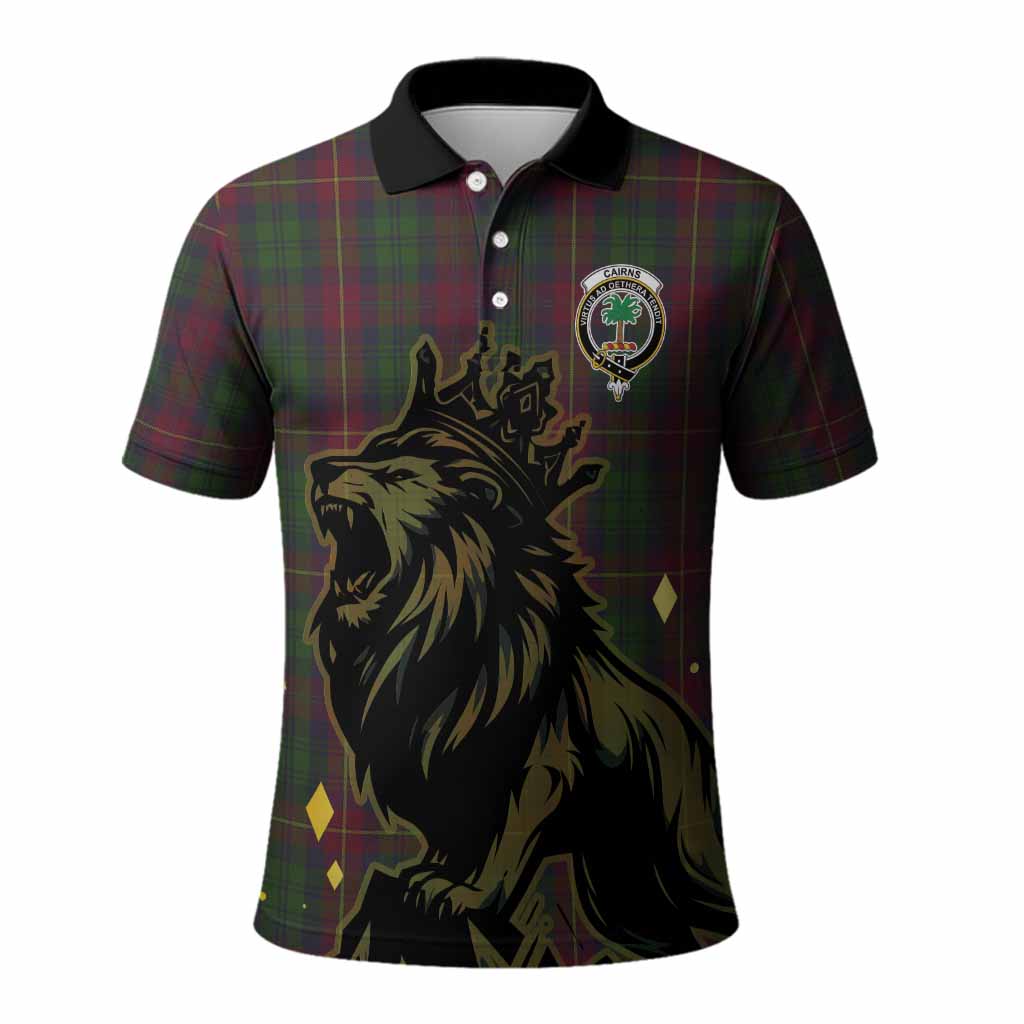 Cairns Tartan Family Crest Polo Shirt Crowned Lion Roaring