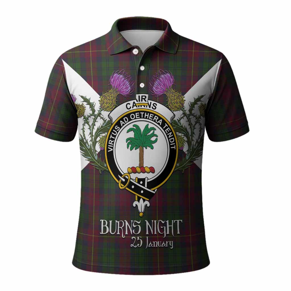Cairns Tartan Family Crest Polo Shirt Scottish Burns Night Thistle Floral