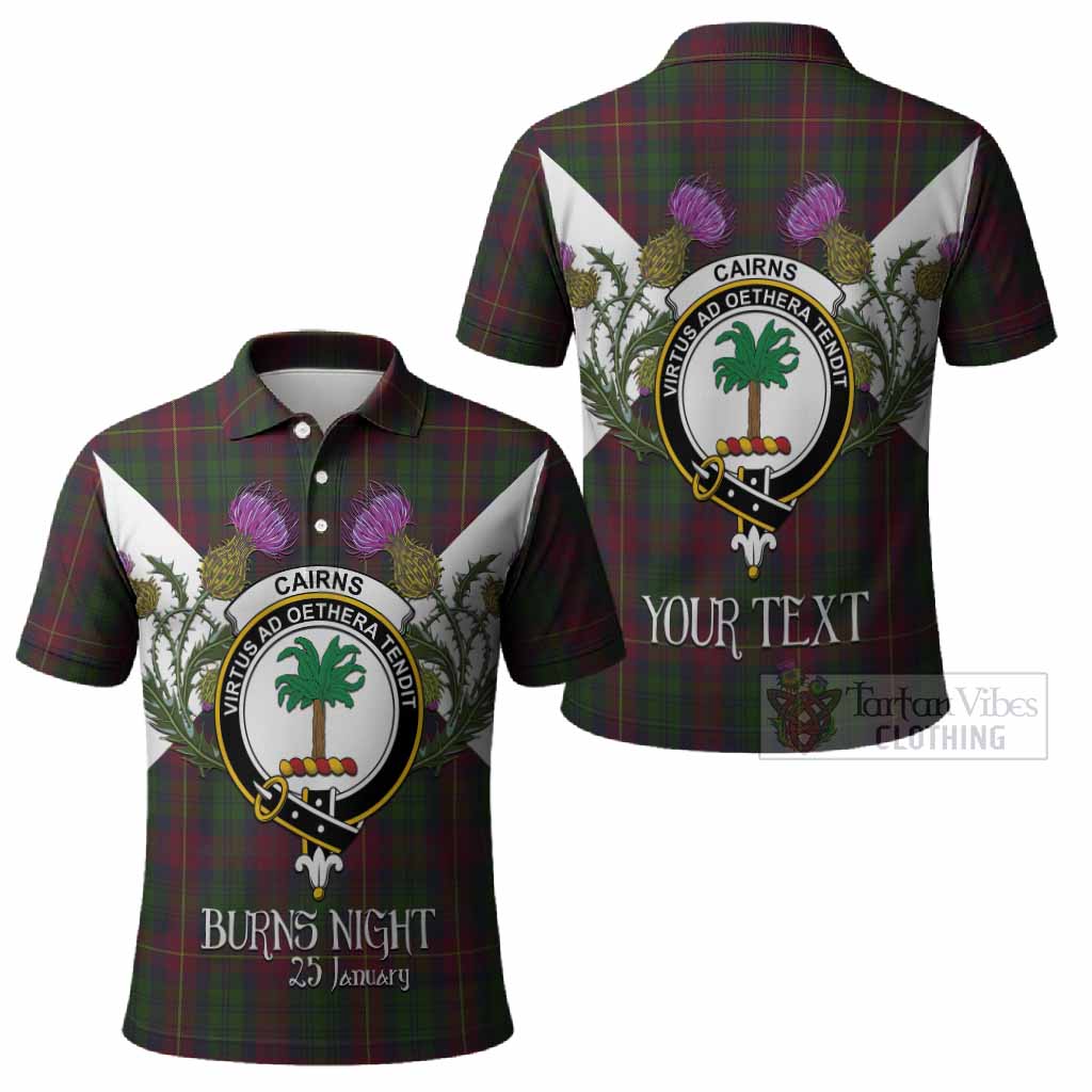 Cairns Tartan Family Crest Polo Shirt Scottish Burns Night Thistle Floral