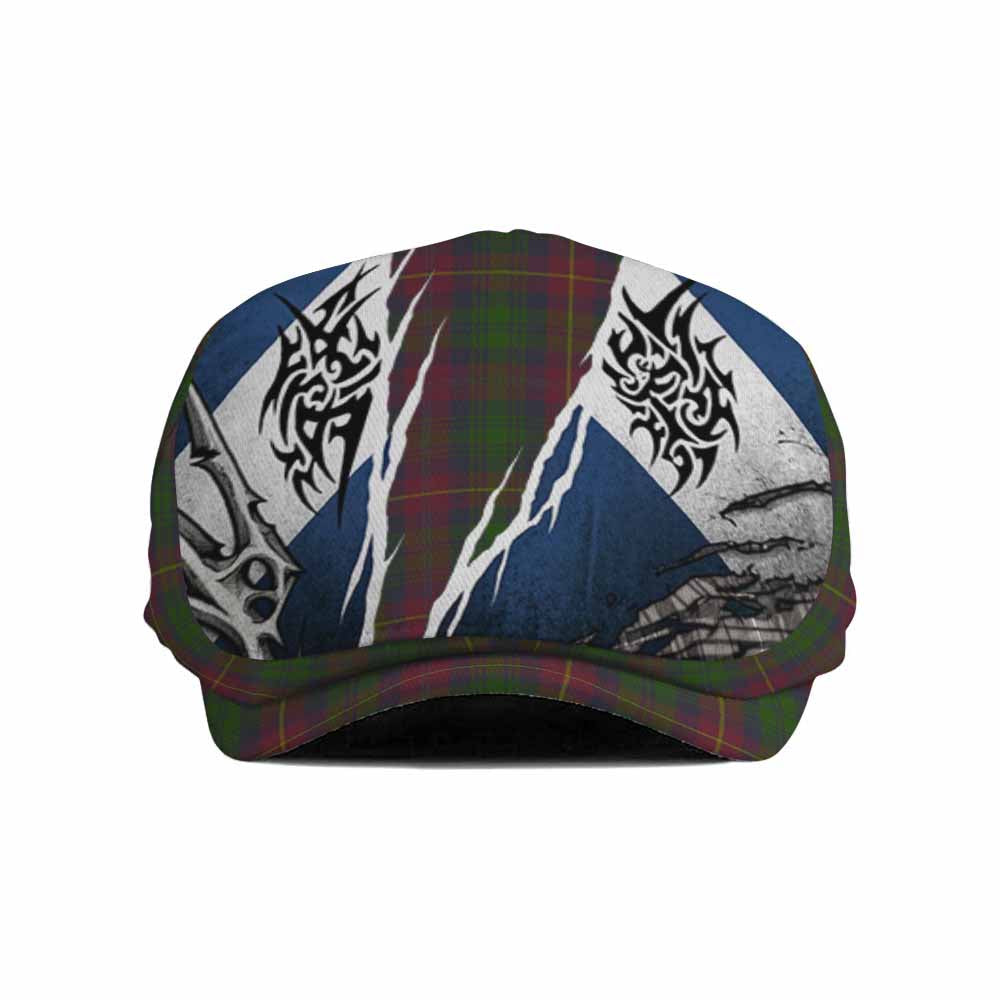 Cairns Tartan Flat Cap, Jeff Cap Scotland Flag Ripped Tribal Design
