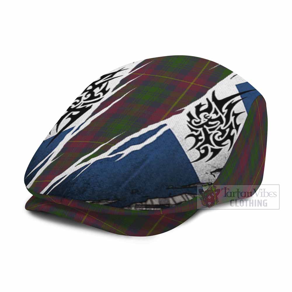Cairns Tartan Flat Cap, Jeff Cap Scotland Flag Ripped Tribal Design