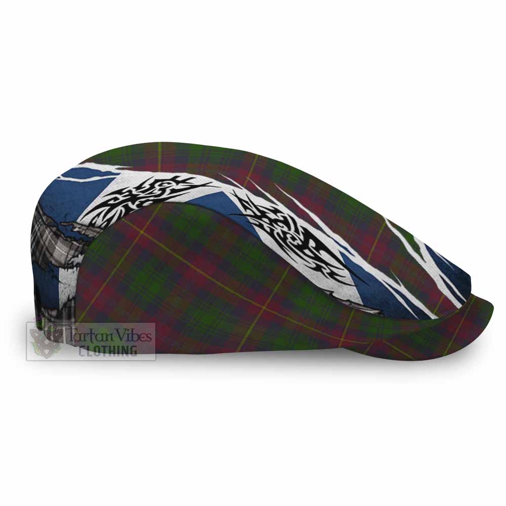 Cairns Tartan Flat Cap, Jeff Cap Scotland Flag Ripped Tribal Design