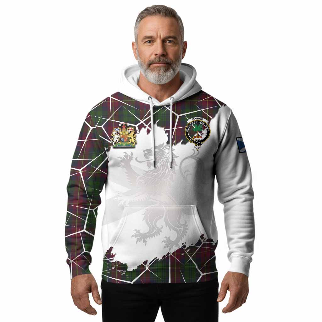 Cairns Tartan Hoodie with Family Crest and Lion Rampant Grunge Style