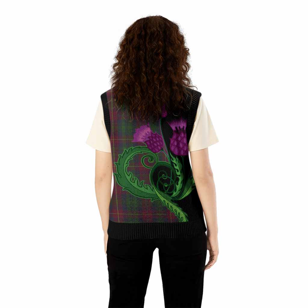 Cairns Tartan Knitted V-Neck Vest Traditional Scottish Thistle