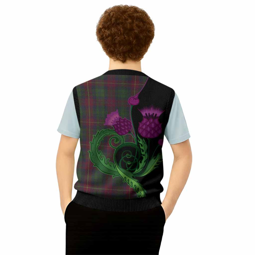 Cairns Tartan Knitted V-Neck Vest Traditional Scottish Thistle