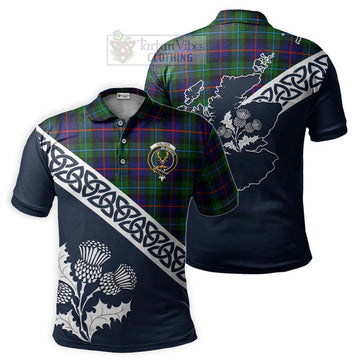 Calder Tartan Polo Shirt Featuring Thistle and Scotland Map Kid - Tartanvibesclothing Store