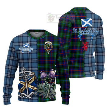 Tartan Vibes Clothing Calder Tartan Knitted Sweater Happy St. Andrew's Day Half Tartan Style